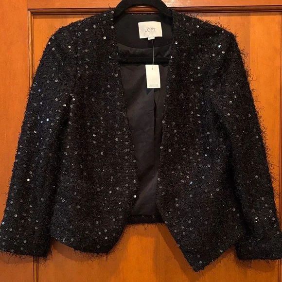NWT Ann Taylor LOFT Women's Black Textured Blazer Size 8 - Picture 8 of 12